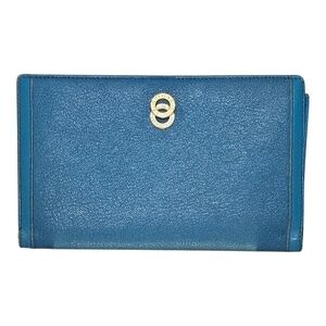 Bvlgari Long Wallet Blue Leather Continental Wallet Gold Hardware Made in Italy